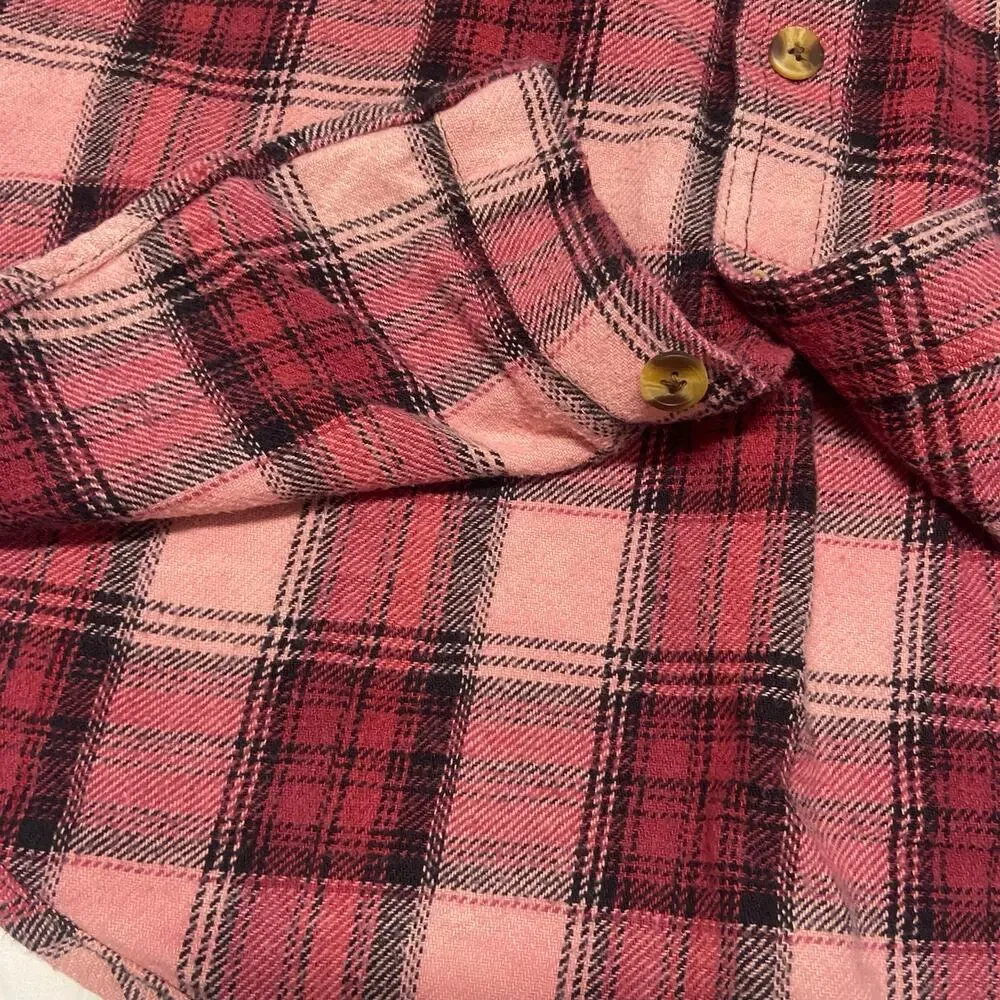 Canyon Creek Shirt Flannel Pink Size M Button Up Long Sleeve Soft Warm Button Up